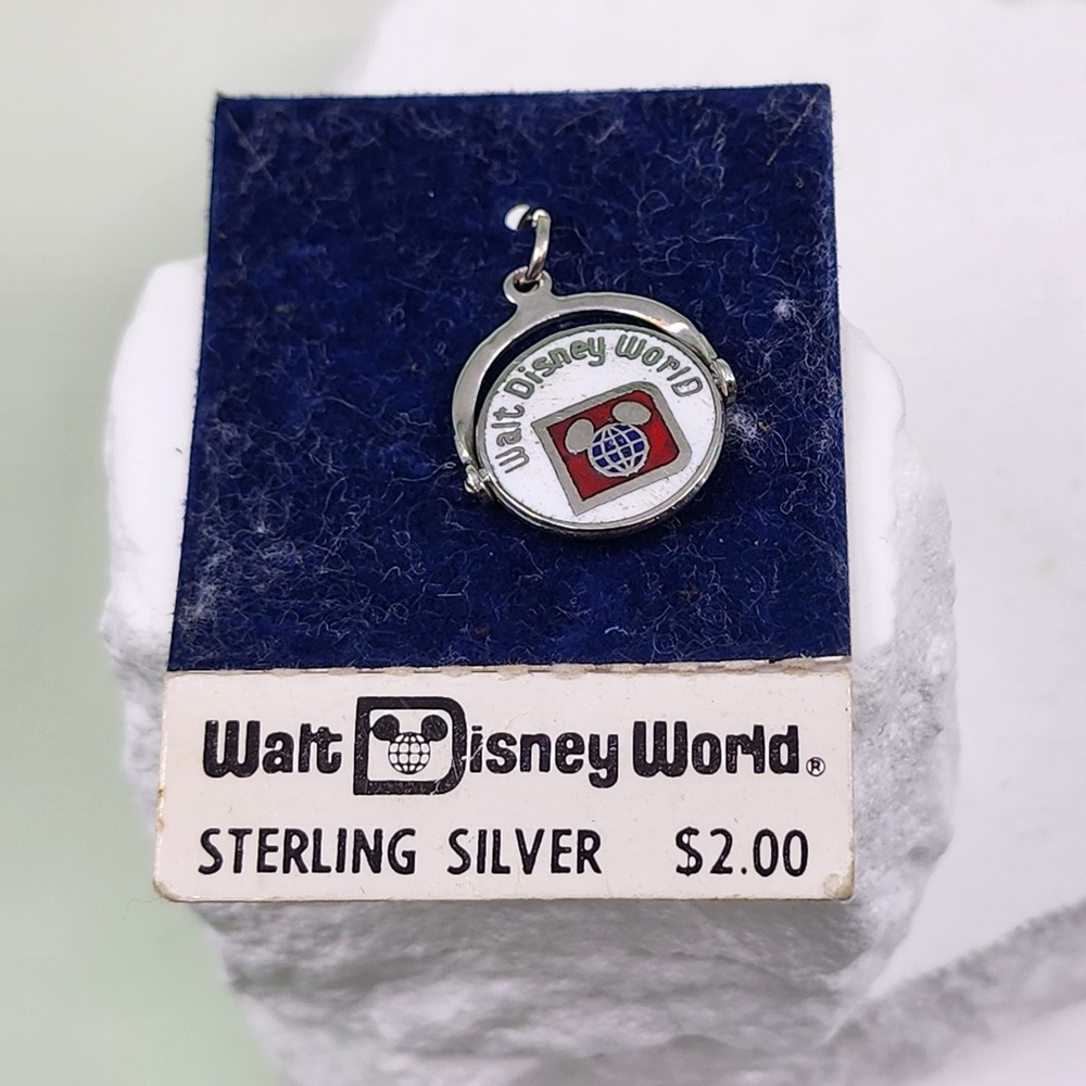 Walt Disney World Sterling Silver Enamel Spinner Charm Vintage Mickey Souvenir